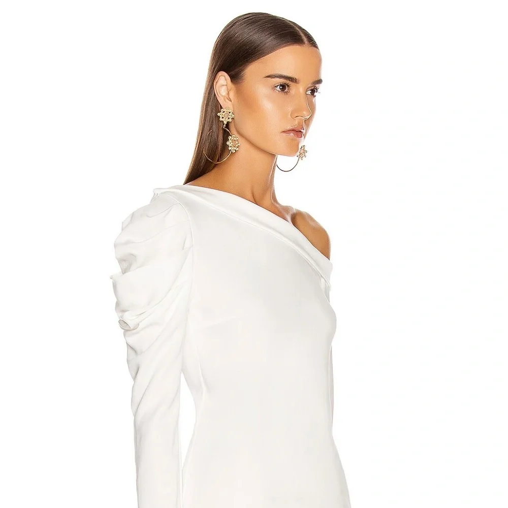 Cushnie et Ochs Navy One-Shoulder Gathered Sleeved Top NWT